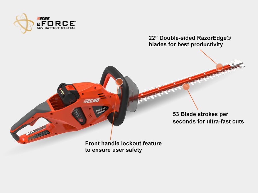 Echo DHC-2300 56V 22″ Hedge Trimmer with 2.5AH Battery and Charger – Citrus  Equipment & Repair Inc.